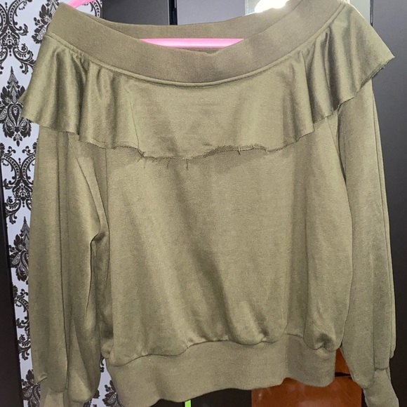 Olive Green Off the Shoulder Top!! Never Worn! - Picture 1 of 4